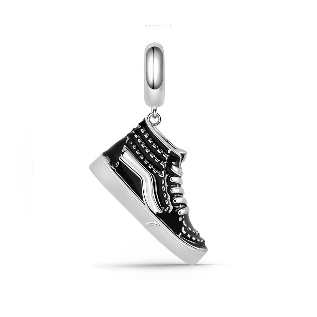 High Top Shoe Dangle Charm 925 Sterling Silver